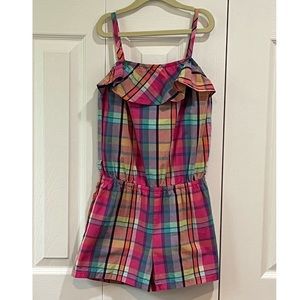 1989 Place Rainbow Strappy Plaid Romper M (7/8)